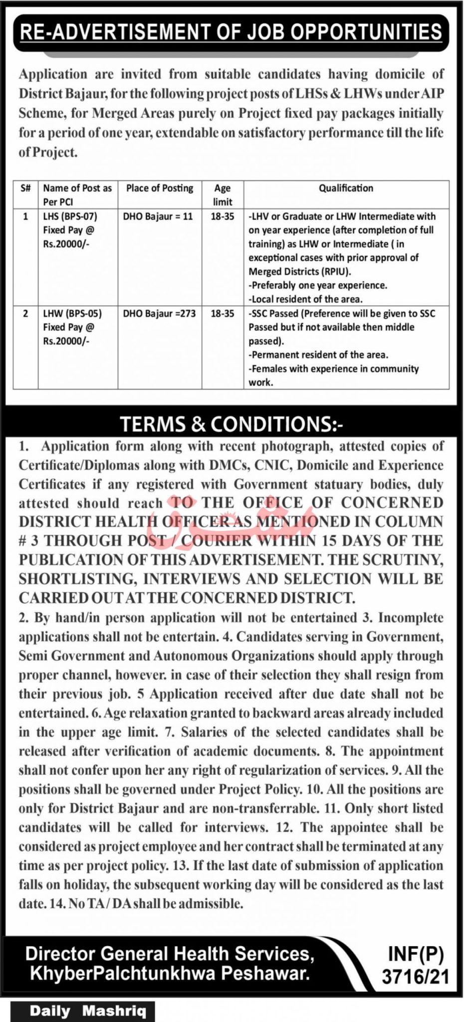 Health Department Bajaur Jobs 2021 Latest Recruitment