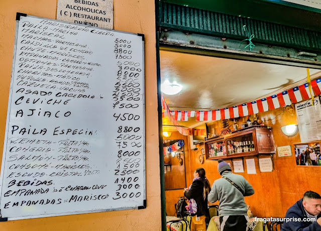 Restaurante Clarita no Mercado Central de Santiago do Chile