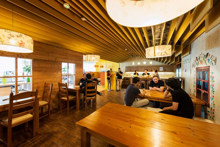 Wooden coffee shop in Google office in Dublin 