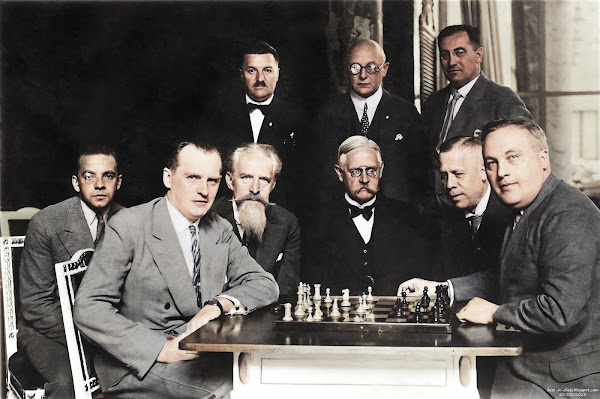 Alexander Alekhine and Efim Bogolyubov in Wiesbaden, November 1929