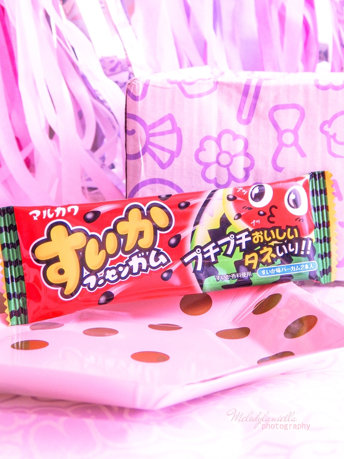 5 melodylaniella photography partybox japan candy box pudełko pełne słodkości z japonii azjatyckie słodycze ciekawe jedzenie z japonii cukierki z azji boxy z jedzeniem marukawa watermelon gum