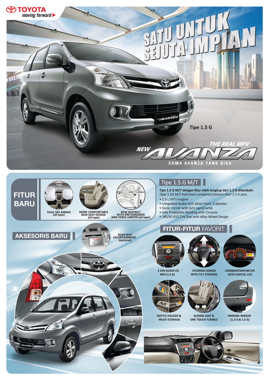 Brosur Toyota Avanza Tipe E, G, Veloz, Luxury Baru Tahun 2015