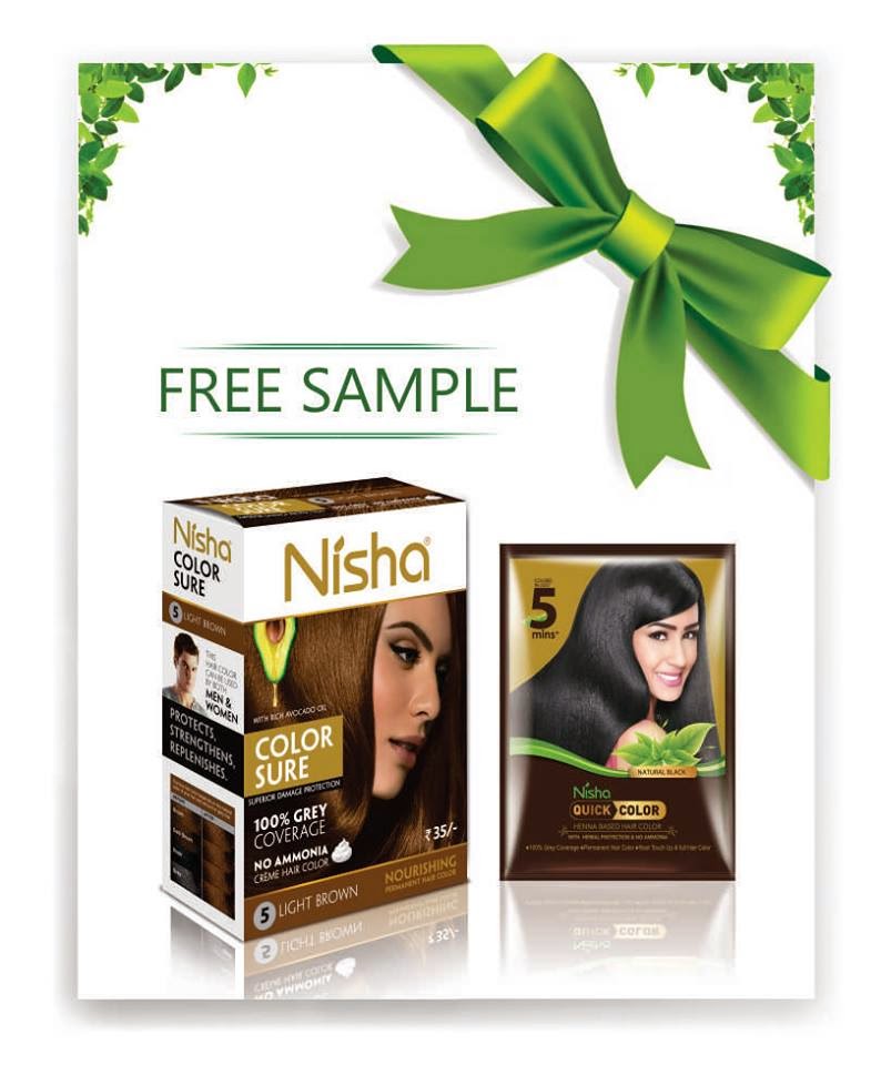 Get free sample of Nisha Color Sure and Nisha Quick Color