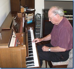 George Watt enjoying the lovely sounding Schimmel acoustic piano