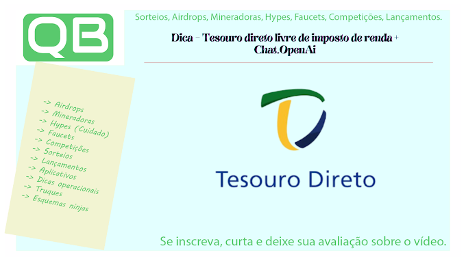 Dica - Tesouro direto livre de imposto de renda + Chat.OpenAi