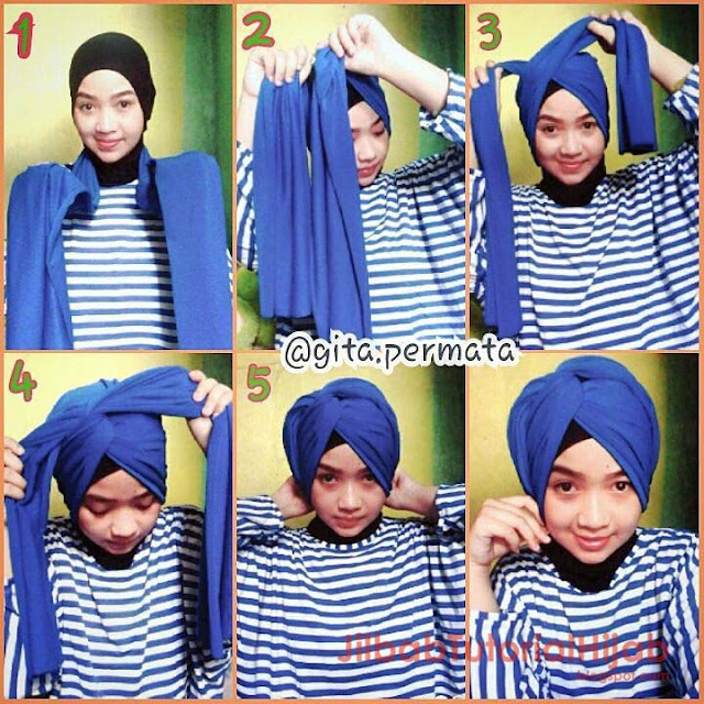 Gambar + Video Tutorial Hijab Tanpa Jarum Pentul  Jilbab Tutorial Hijab