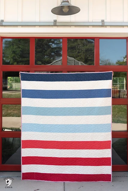 red white and blue stripe quilt