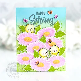 Sunny Studio Stamps: Cheerful Daisies Chickie Baby Frilly Frame Dies Spring Showers Spring Themed Cards by Leanne West 