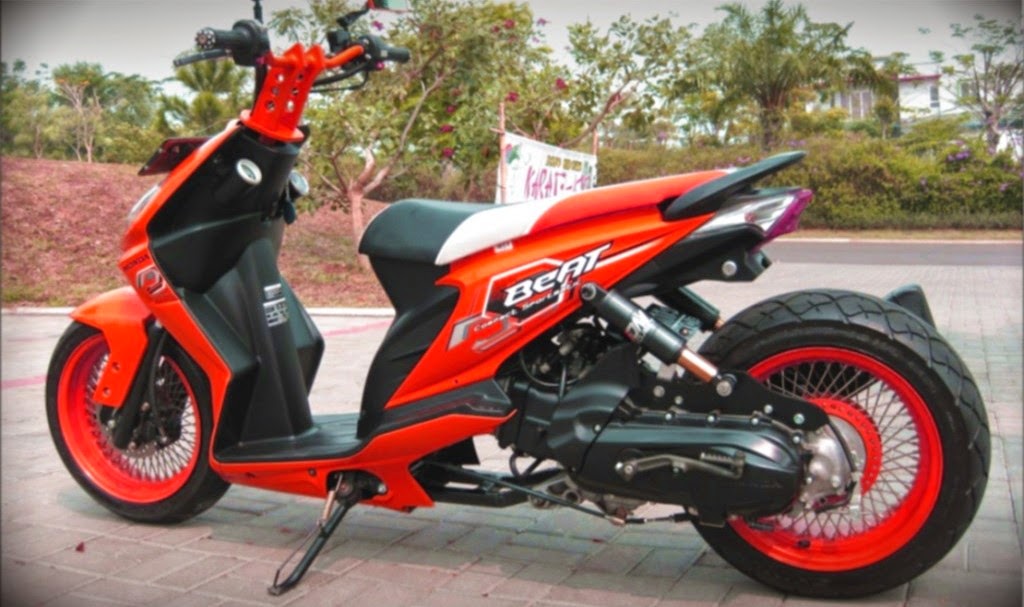 modifikasi motor beat merah