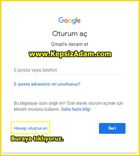 Gmail Hesabı Açma Gmail eposta açma google mail açma resimli