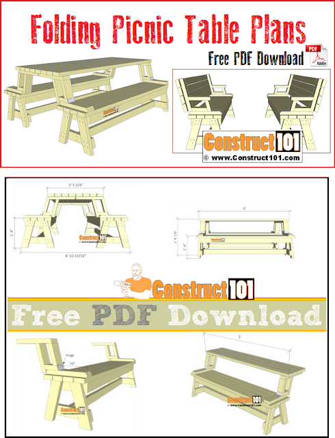 Folding picnic table plans to benches.