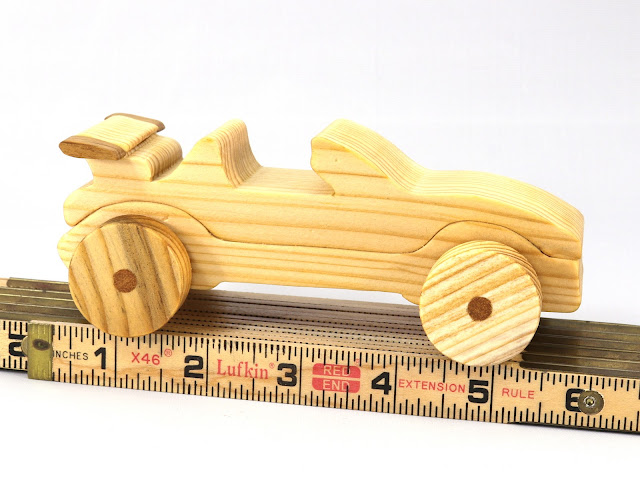 Wood Toy Car, Convertible From The Speedy Wheels Series, Handmade and Finished with Clear Shellac