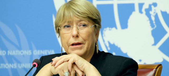 La Alta Comisionada de las Naciones Unidas para los Derechos Humanos, Michelle Bachelet, durante un encuentro con los medios de comunicación en Ginebra.Noticias ONU/Daniel Johnson