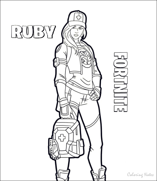 Fortnite Ruby Coloring Pages, Season 10