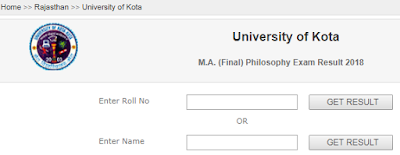 Kota University Result 2018 Check Here Uok M Com Ma M Sc Exam