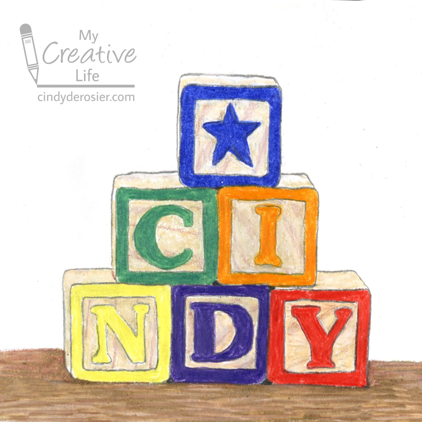 Cindy deRosier: My Creative Life: Alphabet Block Name Art Drawing