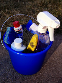 bucket of bike washing supplies