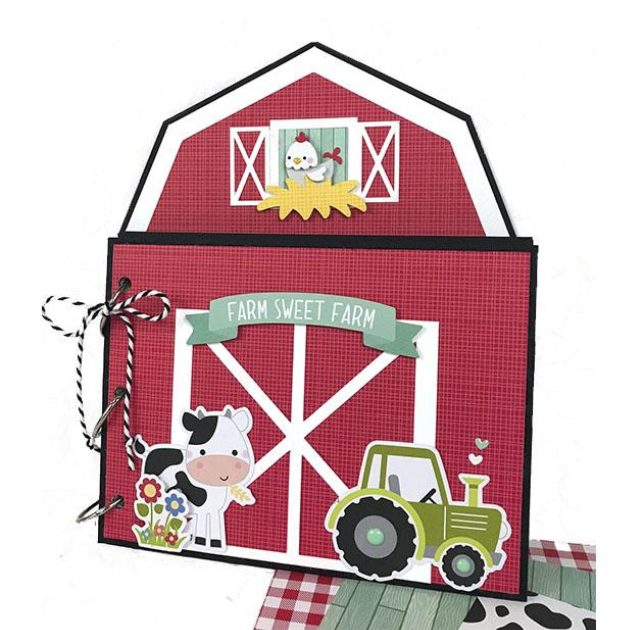 Farm themed barn shaped scrapbook album