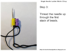 Click the image to view the single needle ladder stitch beading tutorial step 3 image larger.