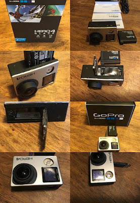 GoPro 4 Black Edition 2ωρων χαλασμένη σπασμένη έπεσε κάτω κι έσπασε.Για ανταλλακτικά ή επισκευή. Έχει χαλάσει η οθόνη τα πλαστικά κουμπιά και δεν μπορείς να ελέγξεις αν ανάβει Ή όχι. Ο φακός είναι τέλειος αγρατζουνιστος ΤΙΜΗ 120 €. Υπάρχει και η μπαταρία μαζί με το καλώδιο φόρτισης μεταφορά δεδομένων επιπλέον ΤΙΜΗ 30 €. Όλα μέσα στο κουτί μετά εγχειρίδια κλπ,κλπ, όπως το βλέπετε στις φωτογραφίες.  Δωρεάν παράδοση με αντικαταβολή+3€ στον χώρο σας! Πληροφορίες μόνο INBOX 