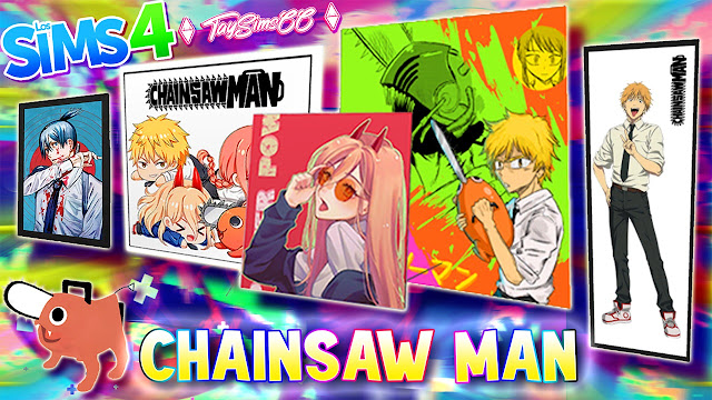 los sims 4 chainsaw man cc cuadros pintura posters juguete pochita the sims 4 chainsaw man cc paint poster picture 2023