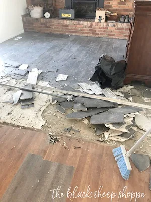 Floor tile removal is messy work.