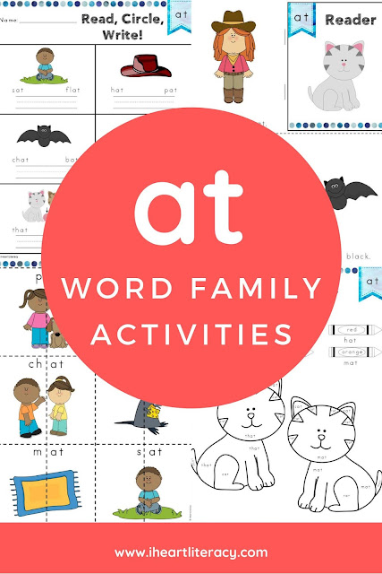 This at Word Family Word Work and Activities pack includes over 30 different student centered phonics activities, not just worksheets, that promote reading, tracing, writing, building, cutting, pasting, and creating words in the at word family with little to no prep work for you. #wordwork #phonics #atwordfamily #teacher