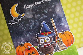 Sunny Studio Stamps: Happy Owl-O-Ween Nighttime Witch Owl Card by Eloise Blue