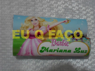 barbie e as três mosqueteiras, brindes da barbie, chocolate baton, lembrancinhas, brindes, festa, infantil