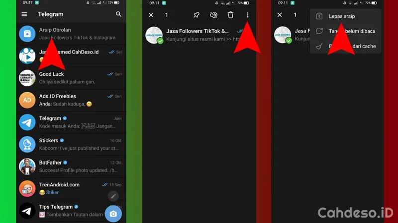 Cara Mengeluarkan Chat dari Arsip Obrolan Telegram yang Disembunyikan