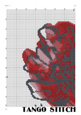 Watercolor peony flower easy cross stitch pattern - Tango Stitch