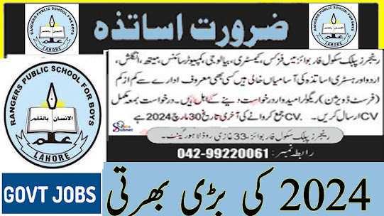 New Rangers Public School Lahore Teachers Jobs 2024