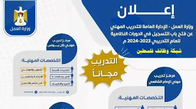 فتح باب التسجيل في الدورات النظامية للعام الجديد 2023/2024 ( صناعة الحكومة -غزة)