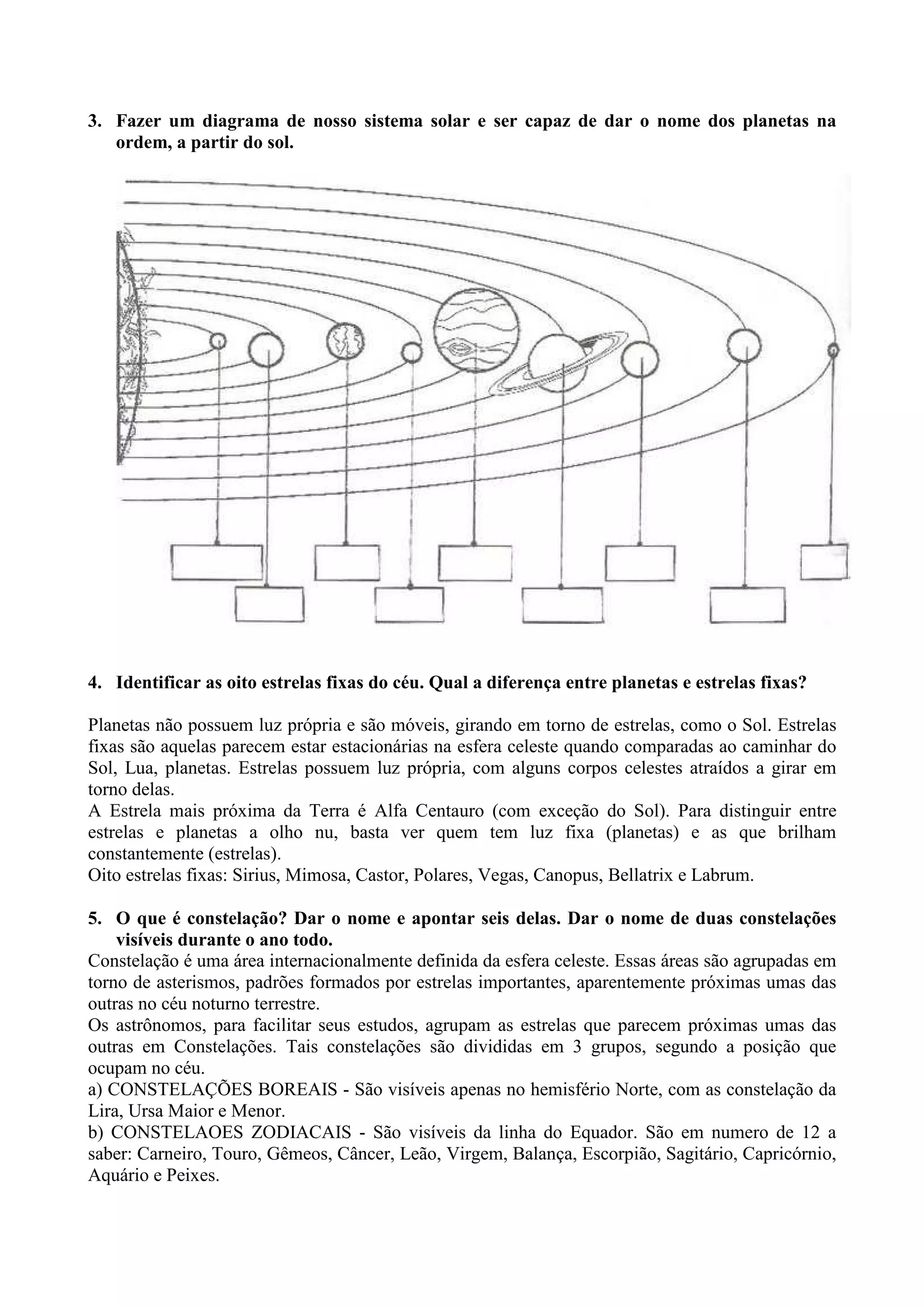 Perguntas sobre astronomia 9 ano