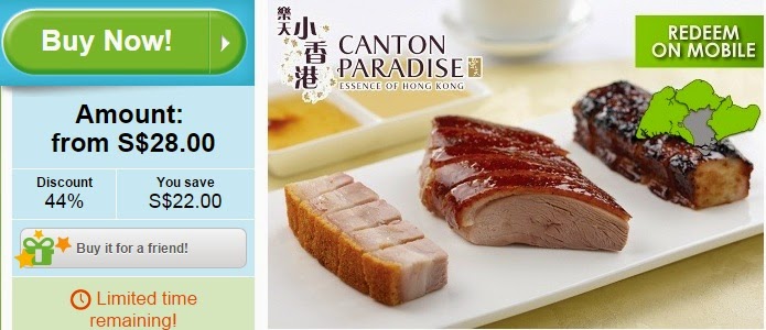 Canton Paradise Cash Voucher offer, Chinese Cuisine, Discount, Groupon Singapore