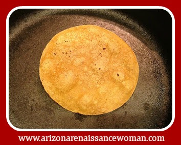 Corn Tortillas on Cast Iron Skillet for Smoked Brisket Tacos