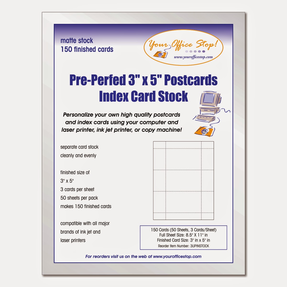 3" x 5" Perforated Post Card Paper