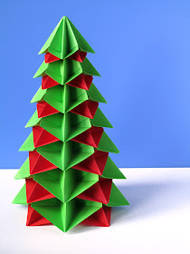 Origami 14 moduli Bialbero di Natale - Double Christmas tree by Francesco Guarnieri