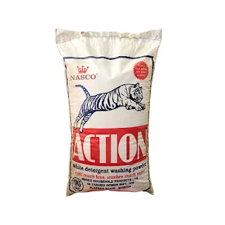 Nasco Action White Detergent Washing Powder 10kg Bag On A White