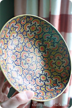 blue red brass bowl