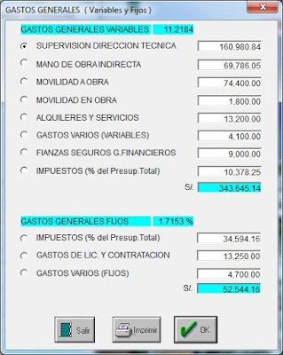 Cálculo de Gastos Generales