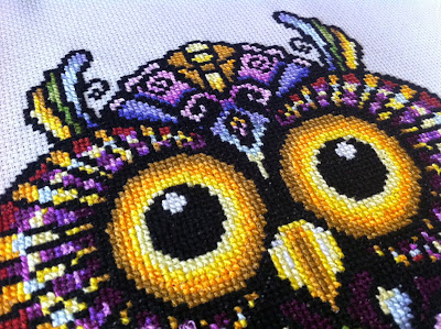 sowa haft krzyżykowy cross stitch owl