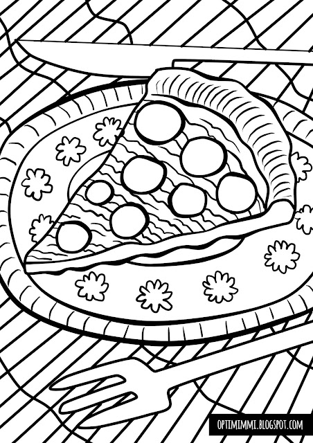 A coloring page of a pizza slice (for Inktober 2018) / Värityskuva pitsapalasta (Inktober 2018 -haastetta varten: siivu)