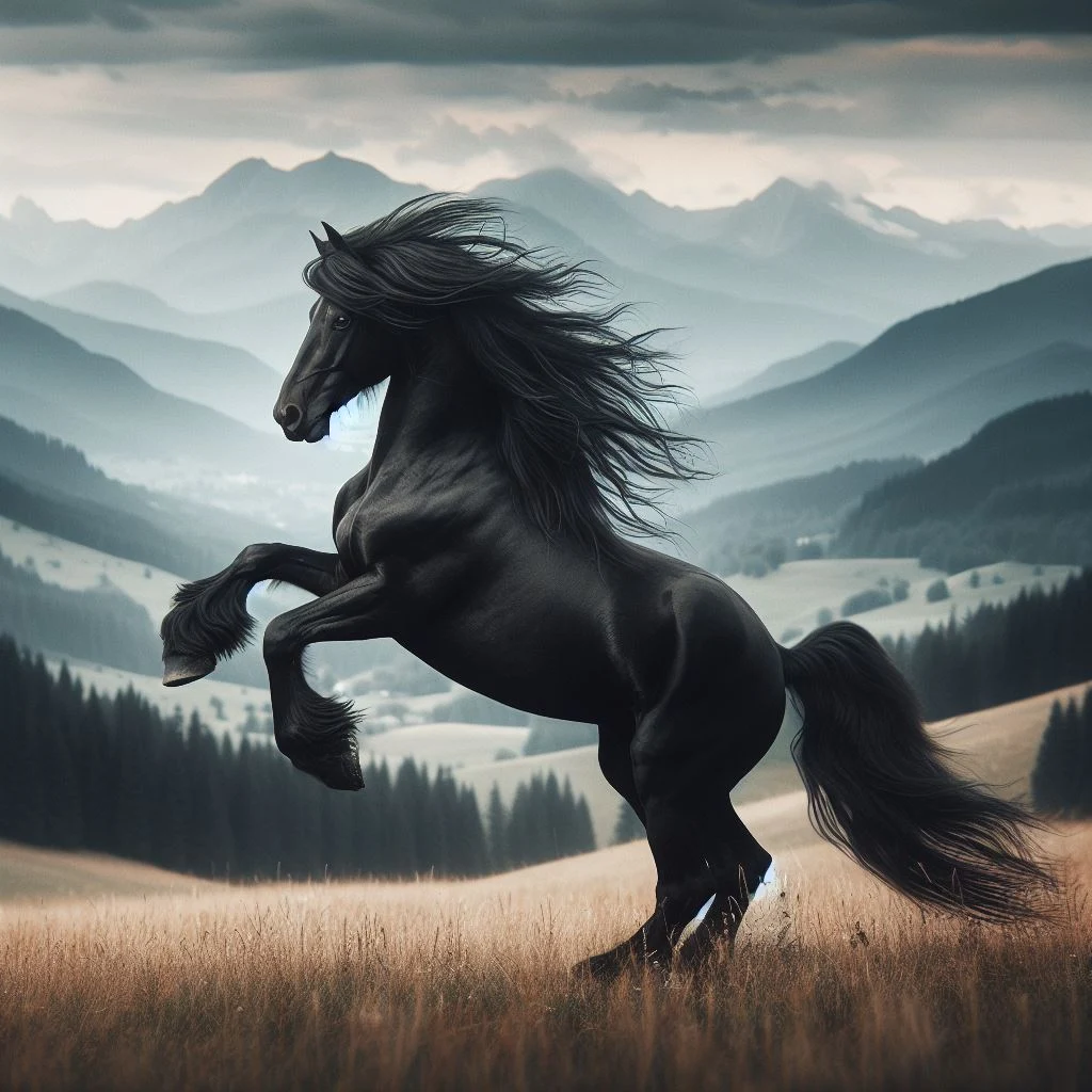 صورة حصان أسود هيبة