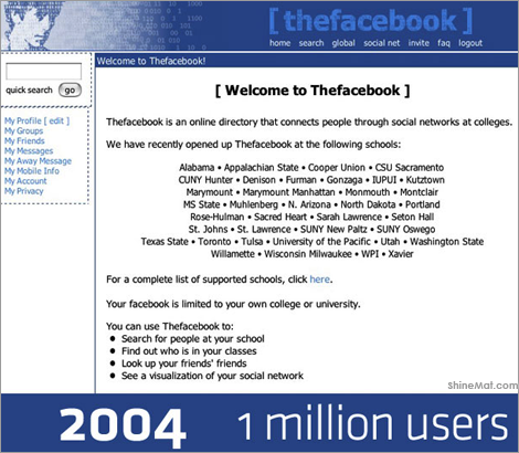 Facebook design layout history