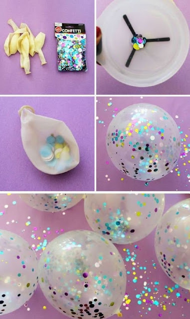 dekorasi balon ultah dengan confetti