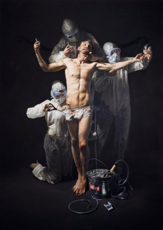 Mitch Griffiths pinturas hiper-realistas estilos clássicos com temas modernos crítica social