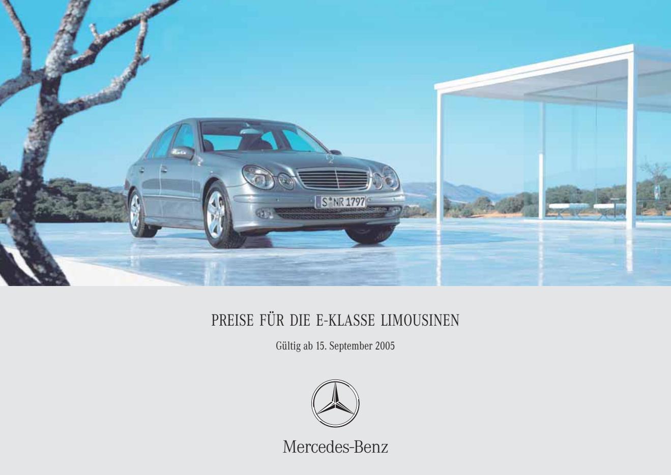 Mercedes-Benz W 211 E-Klasse Limousine Preisliste 09/2005