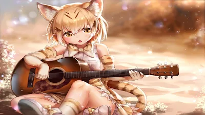 Anime tocando violão.