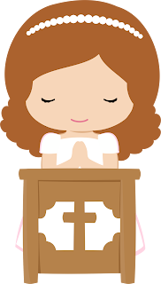 Girls in their First Communion Clip Art.